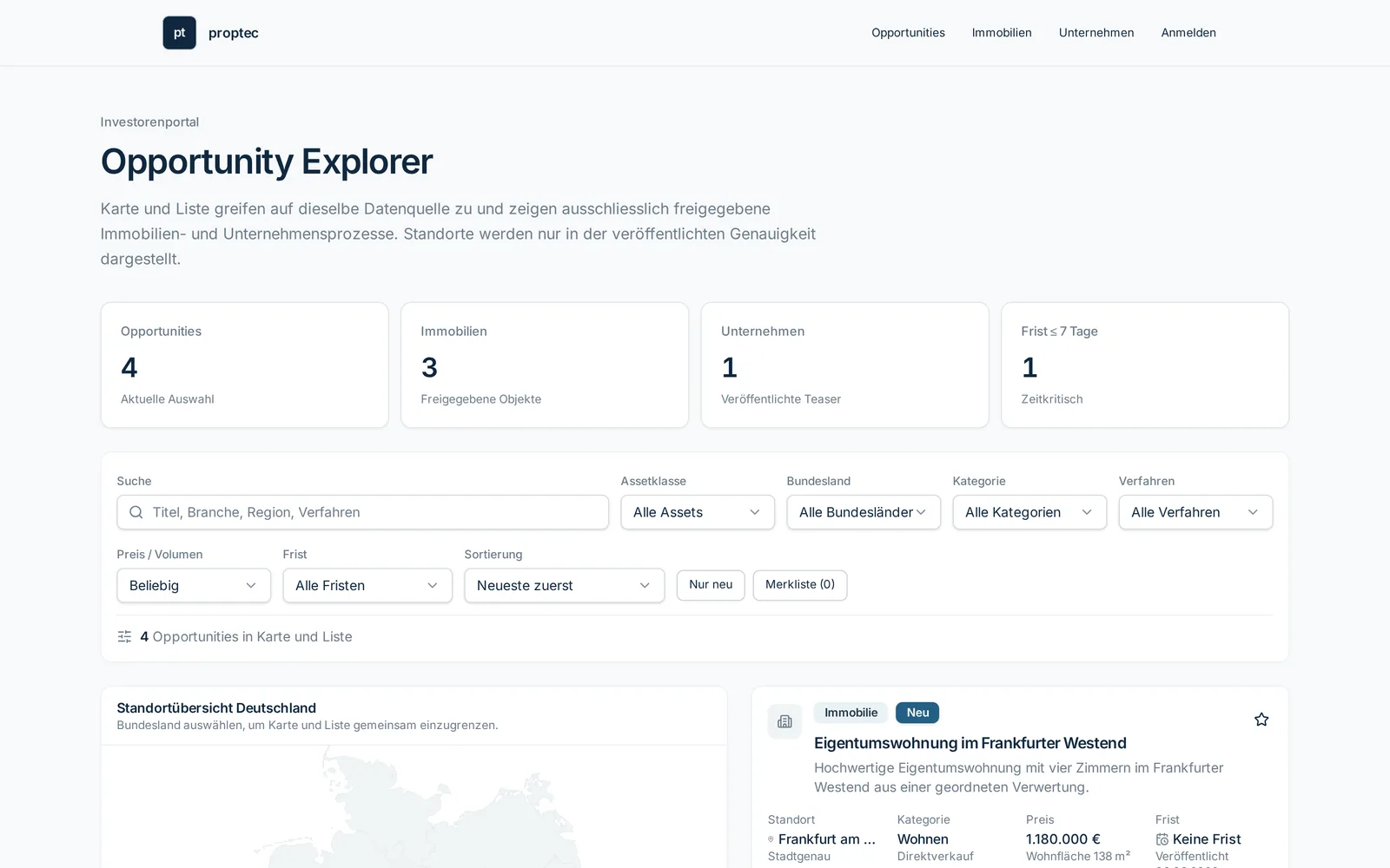 Opportunity Explorer der Plattform